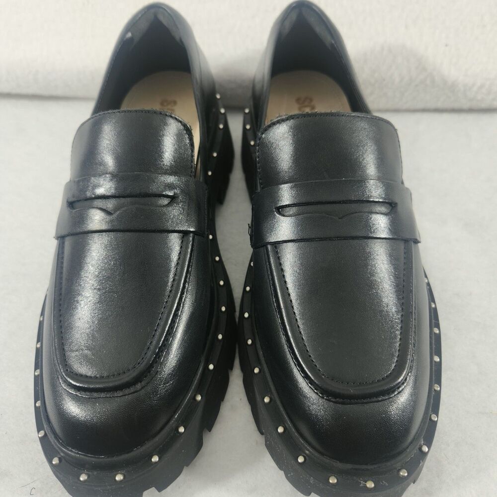 NEW Schutz Christie Studs Women Studded Leather Loafers-Black Size 6B US